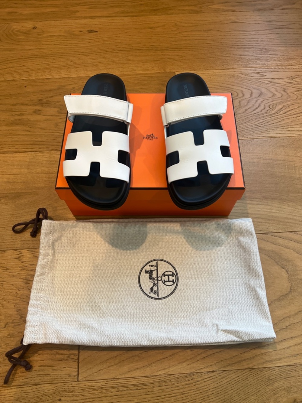 Hermes Chypre Sandals Blanc Sz 39
